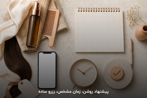 چیدمان ابزار کراتین، تلفن همراه و تقویم برای طراحی پیشنهاد تخفیف سالن
