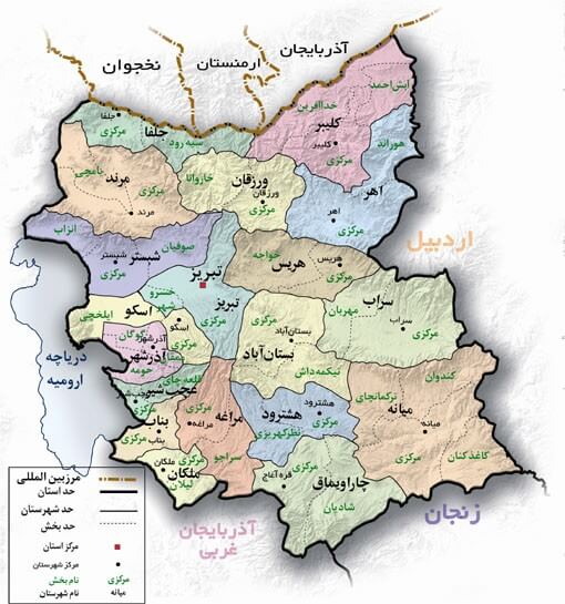 نقشه کدپستی آذربایجان شرقی
