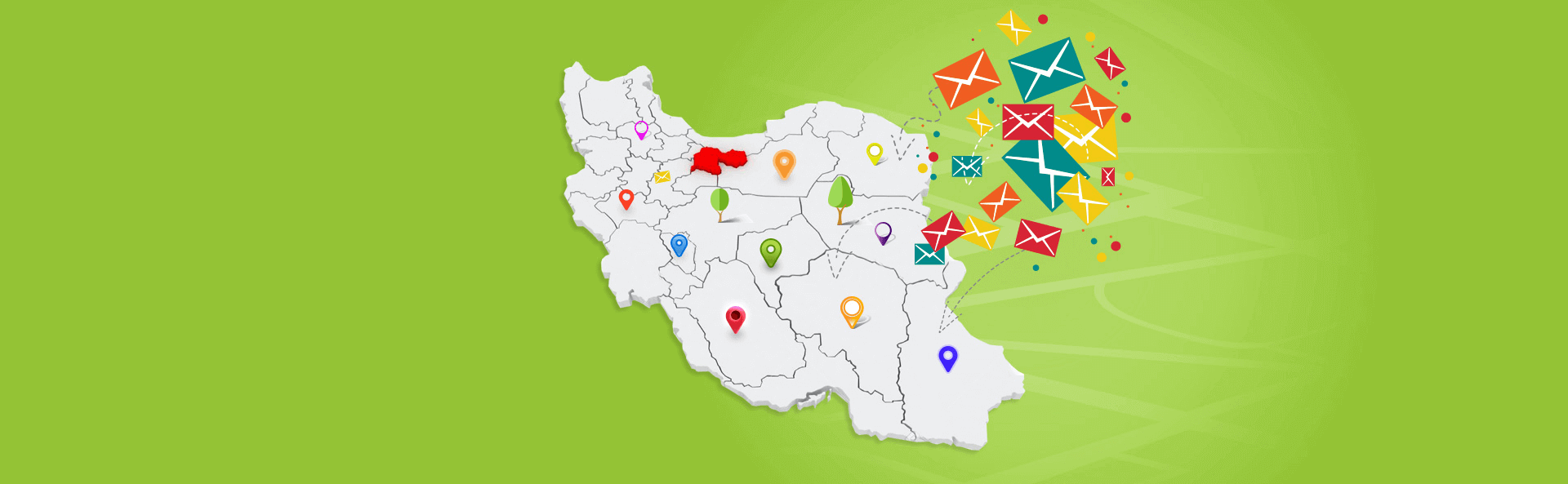 ارسال پیامک به کشور ایران با رنگ سبز
